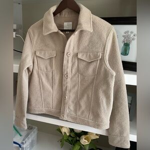 Joie Oatmeal/cream cropped jacket Shacket sz M